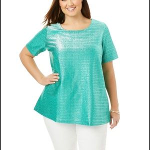 Jessica London Metallic Sparkle Short Sleeve Top Size 18/20